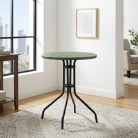 Table de bistrot ronde d'extérieur résistante aux intempéries avec plateau vert et pieds en métal noir, table de salle à manger pour jardin, patio, balcon, café