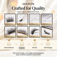 Cils individuels en faux vison movpupil, bouquets de cils semi-faits à la main, effet 3D volumineux, faux cils en plateau