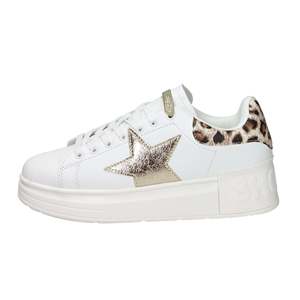 Baskets Shop Art Donna Blanches et Dorées Talon 4 cm Tailles 36 37 38 39 40 41 Chaussures en Toile Tendance - Product Image 1