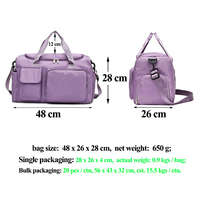 Sac de sport pour femme en Oxford 600D violet avec fermeture éclair, compartiment sec et humide séparé, pour la gym et le fitness