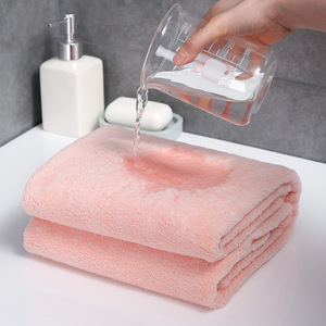 Coral Fleece <b>Bath</b> Towel 144x70.5cm Quick-Dry Soft Absorbent Rectangle Home Use Solid Color <b>Light</b> Gray Pink - Product Image 3