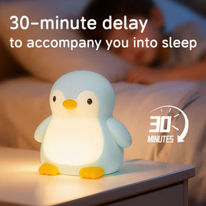 Portable Cute Penguin Night <b>Light</b> Blue Pink <b>Usb</b> Rechargeable Animal Lamp with Colorful Soft <b>Lights</b> for Kids Baby Bedroom - Product Image 3