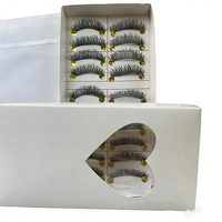 Faux cils faits à la main M14, naturels, épais, style croisé désordonné avec tige en fil de coton