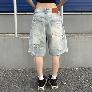 Pantalon en jean déchiré style streetwear pour femme, coupe droite ample, effet vieilli, pour homme et femme, livraison directe usine - Product Image 5