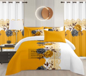 Juego de Ropa de Cama de Microfibra con Estampado Floral de Entrega Rápida, <span class=keywords><strong>8</strong></span> Piezas, con Cortinas a Juego, Precio Económico al por Mayor, Juego de Sábanas de <span class=keywords><strong>8</strong></span> Piezas - Product Image 4