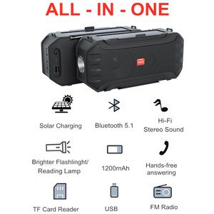 Altavoz inalámbrico con iluminación LED para exteriores, <span class=keywords><strong>Radio</strong></span> FM estéreo envolvente, portátil, con Bluetooth, alimentada por energía Solar - Product Image 5