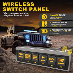 Contrôleur tactile auxiliaire sans fil <span class=keywords><strong>Aurora</strong></span> 6 gangues 12V pour feux de travail et projecteurs LED tout-terrain - Product Image 1
