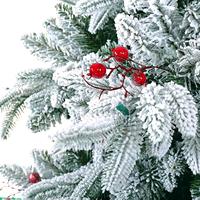 Sapin de Noël artificiel floqué en PE/PVC de 2,3 m avec lumières LED, baies et support métallique ignifuge pour décoration intérieure