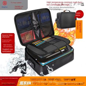 Custom Passport Accessories Travel Holder <b>Waterproof</b> Organizer Bag with Lock Fireproof Certificate Document File <b>Storage</b> <b>Boxes</b> - Product Image 2