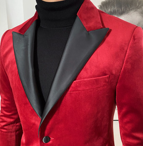 Nouveau design – Veste de costume de mariage formelle à simple boutonnage, <span class=keywords><strong>blazer</strong></span> de smoking en molleton ajusté pour marié - Product Image 5