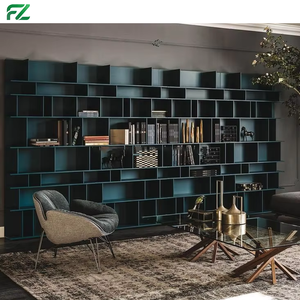 Libreria Moderna Personalizzata, Scaffale da Studio Contemporaneo in Metallo e Alluminio, Montaggio a Parete per Soggiorno e Ufficio - Product Image 4