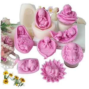 JHM J0642 6 Modelli Stampo in <span class=keywords><strong>Silicone</strong></span> Eco-Friendly a Forma di Angelo per <span class=keywords><strong>Candele</strong></span>, Sapone Aromaterapico 3D, Resina, Decorazioni per Camera da Letto, Feste di Compleanno - Product Image 1