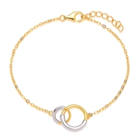 Bracelet à breloques Silver City Dainty réglable en argent sterling 925 bicolore plaqué or 18 carats, tendance, sans nickel, certifié IGI, pour soirée