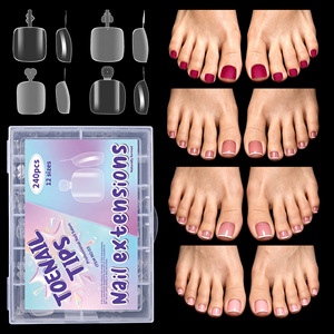 240 faux ongles d'orteils français ultra-fins mats invisibles sans lime, couvrance totale, à presser, pour salon et <span class=keywords><strong>manucure</strong></span> des pieds DIY - Product Image 2