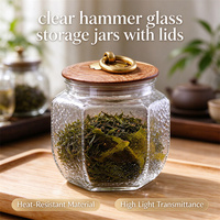 Contenants en verre écologiques faits à la main, transparents, hexagonaux, en verre borosilicate de haute qualité, pour le stockage des aliments et du thé, avec couvercles en bambou