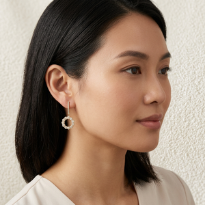 Pendientes Colgantes Circulares con Diamantes Redondos para Mujer, 1.30 Cttw, Engaste de Puntas, para Uso Diario, Plata de Ley 925, Joyería Moderna - Product Image 2