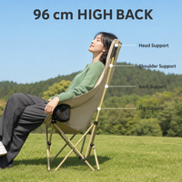 YYD OVERLAND Chaise pliante à dossier haut 96 CM 85 CM Chaise de camping Capacité 120 KG Acier au carbone Double couche Oxford Porte-gobelets