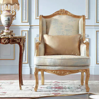 Chaise de salle à manger en bois massif vintage de style français Design de livre en détresse Fauteuil de palais en tissu de soie de luxe pour le salon