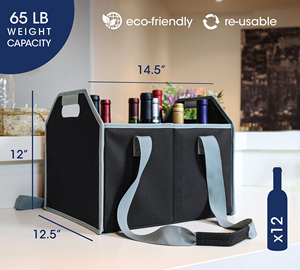 Collapsible 6 Bottle Storage <b>Box</b> Reusable Portable Wine Carrier Case for Tote Bag <b>Moving</b> - Product Image 6
