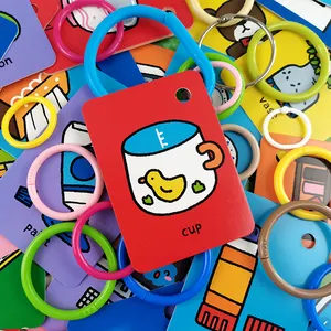Produsen pesanan khusus anak-anak belajar kartu alfabet kartu cocok permainan anak-anak kartu Flash edukasi dengan cincin