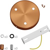 Kit de Rosace de Plafond pour Lustre Creative Cables (Presse-étoupe Cylindrique en Métal Couleur Cuivre Satiné, Diamètre 120mm, 3 Trous)