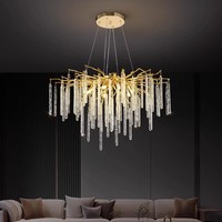 Lampe moderne en cristal, lustre élégant en forme de branche en cristal pour le salon et la salle à manger
