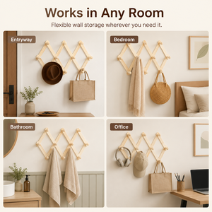 Crochet mural pliable et rétractable personnalisé en bois massif pour ceintures, cravates et cintres – Rangement du fabricant de premier plan - Product Image 4