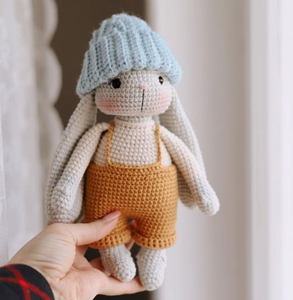 Conejito <span class=keywords><strong>de</strong></span> Orejas Largas Tejido a Mano al por Mayor con Lindo Sombrero y Ropa para Niños, Amigurumi <span class=keywords><strong>de</strong></span> Algodón, Regalos <span class=keywords><strong>de</strong></span> Cumpleaños para Niños - Product Image 5