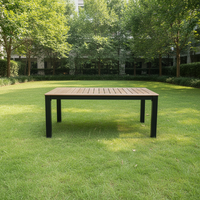Table de jardin en HDPE résistante aux intempéries, table de patio moderne rectangulaire pour 6 à 8 personnes, villa, hôtel