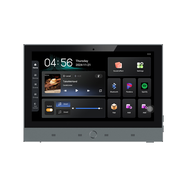 7Inch Touch Screen TUYA Smart Audio System 2zone Music Wall Amplifier Built in Zigbee Gateway Buletooths Android11 Control Panel