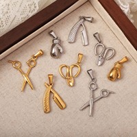 F486 Breloques permanentes en acier inoxydable plaqué or 18 carats pour accessoires de bijoux DIY, sacs, chaussures, chaînes, outils, ciseaux, gants de boxe