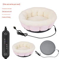 Lit chauffant pour chat avec rebord de 15 cm, coussin chauffant amovible en peluche douce