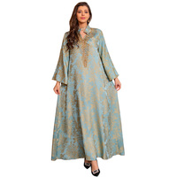 Robe musulmane pour femmes pour l'Aïd, Abaya à col montant orné de perles, Jalabiya, Robes de soirée marocaines, Abayas, Caftan, Abaya, Vestidos, Robe longue arabe