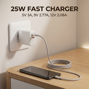 <span class=keywords><strong>Chargeur</strong></span> <span class=keywords><strong>rapide</strong></span> Cantell 25W double USB A+C PD avec sortie 5V/3A pour la maison et les voyages, compatible avec les prises US/EU/UK et les téléphones mobiles - Product Image 4