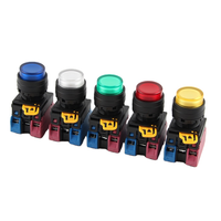 HABOO 22mm Bouton Poussoir Momentané Autobloquant Bouton d'Alimentation Rouge Vert Bleu Jaune 12V 24V 220V Étanche IP65