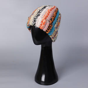 Custom Hand Knitted Knit <b>Cap</b> <b>Winter</b> Warm Colorful Stripes Beanie OEM Service Available Casual Fashion Daily Beanie - Product Image 3