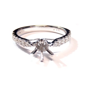 Bague de fiançailles semi-montée en or blanc massif 18 carats avec diamant naturel taille brillant, design vintage naturel, pour femme, idéale pour mariage et fêtes - Product Image 1