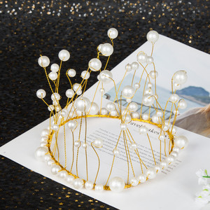 Tassel Crown Cake Ornament Pearl <b>Decor</b> Round Birthday Party Wedding Cake Accessories - Product Image 1