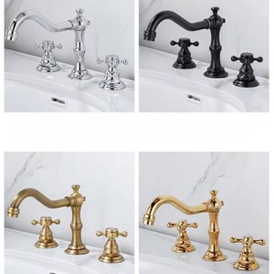 Antique <span class=keywords><strong>Brass</strong></span> phòng tắm Mixer vòi rộng rãi lưu vực vòi kép xử lý nóng và lạnh tap sàn gắn <span class=keywords><strong>Brass</strong></span> <span class=keywords><strong>Basin</strong></span> chậu vòi - Product Image 6