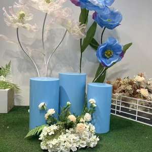 Set Van 5 Plint Ijzeren Rimpelstijl Wit/Roze Cilinder Plinten Display Dessert Tafelstandaard Voor Bruiloftsfeest Decoratie - Product Image 2