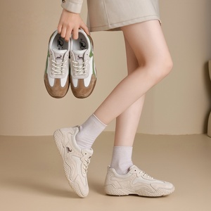 Women's Beige Plush Lined Waterproof Genuine Leather Upper Non-Slip Thick Sole Outdoor Lace-up <b>Clog</b> Slippers for Winter - Product Image 3