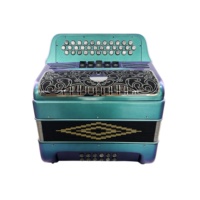 SEASOUND Professional 12 Bass 5 Registers Green Chameleon Accordion Black Silver Grill Silver Buttons 34 Button JB3412D Wood