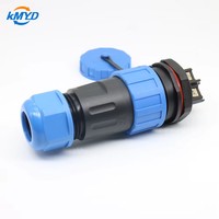 Conector Circular de Alimentación KMYD LD24 IP68 Impermeable, 2-9 Pines, Contacto de Latón, Montaje en Panel con Tuerca Trasera, Macho/Hembra, 380V 5A-45A