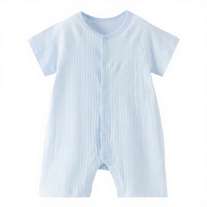 Pelele de Verano Delgado Unisex para Bebés Recién Nacidos, con Estampado de Dibujos Animados, Cierre de Botones, Jacquard, Manga Corta, Color Caqui, 100% Algodón - Product Image 3