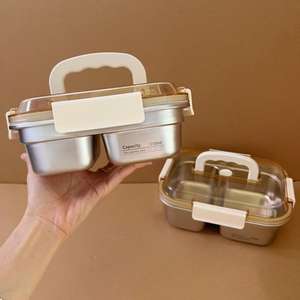 Boîte à lunch isotherme en acier inoxydable 304, compatible micro-ondes, grande capacité, compartimentée, type bento - Product Image 1