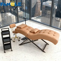 Table de massage et de soin des cils incurvée de luxe moderne en velours noir, mobilier de salon