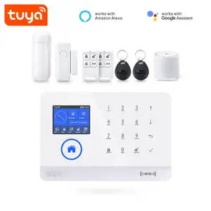 Hoge Kwaliteit Draadloze Tuya Wifi Gsm Gprs Netwerk Wireless Home Alarm Met Rfid Kaarten PST-WG103T