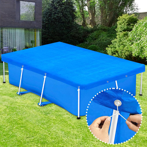 Bâche <span class=keywords><strong>de</strong></span> piscine rectangulaire en PE tissé imperméable et robuste 14 x 7 pieds pour piscine hors sol <span class=keywords><strong>de</strong></span> <span class=keywords><strong>jardin</strong></span> - Product Image 4
