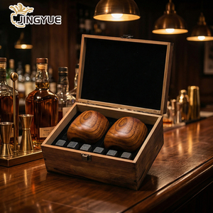 Juego de 2 Vasos de Bourbon de Madera Quemada Personalizados <span class=keywords><strong>para</strong></span> Hombre, Juego de 6 Piedras Enfriadoras de Whisky Reutilizables en Caja de Regalo de Madera - Product Image 4