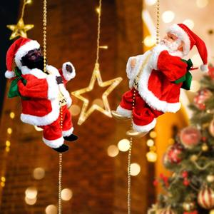 Rampicante Babbo Natale 9 "ornamento di natale si arrampica su perline su e giù giocattolo a batteria con suono musicale nero figura in movimento - Product Image 1